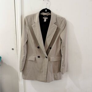 H&M Light Beige Double-Breasted Oversized Blazer, size XS